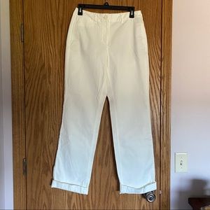 white stretch pants